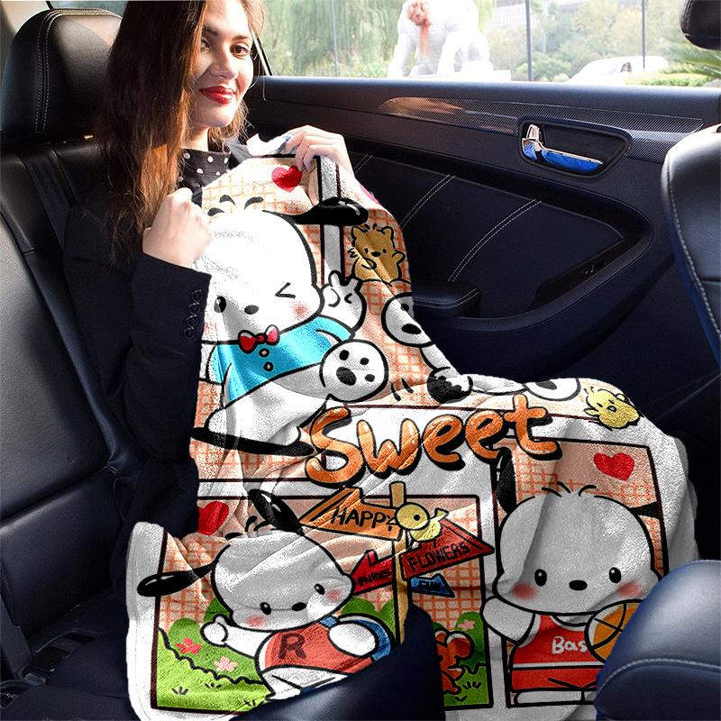 1pc Sweet Pochacco Blanket, Cute Cartoon Throw for Home Decor, Gift Idea, Living Room, Travel, Camping, Car Blankets, Beach, Office Naps, Soft Blanket