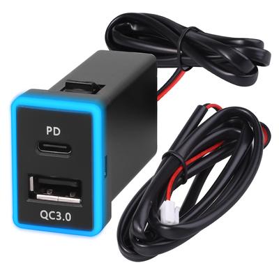 Dual Usb C Pd Ports Phone Quick Charge Qc3.0 12v Phone Charge Power Adapter Outlet For Toyota Car Charger