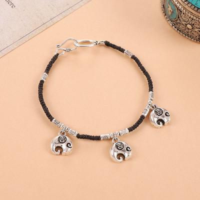 Retro Bracelet Niche Design Sense Literary and Simple Weaving Tibetan Silver Bracelet Accessories Women