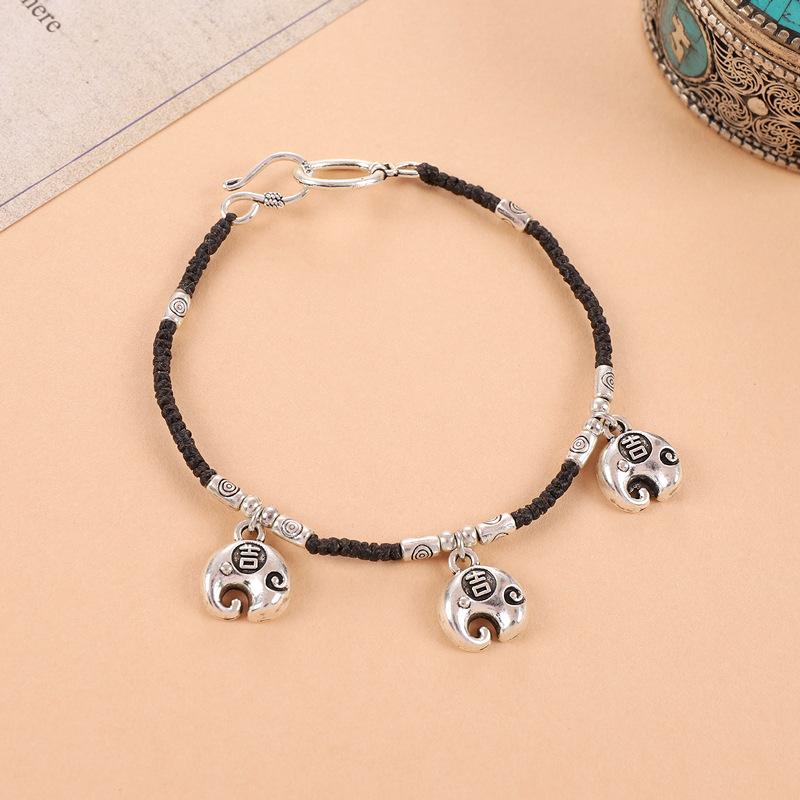 

Retro bracelet niche design sense literary and simple weaving Tibetan silver bracelet accessories women