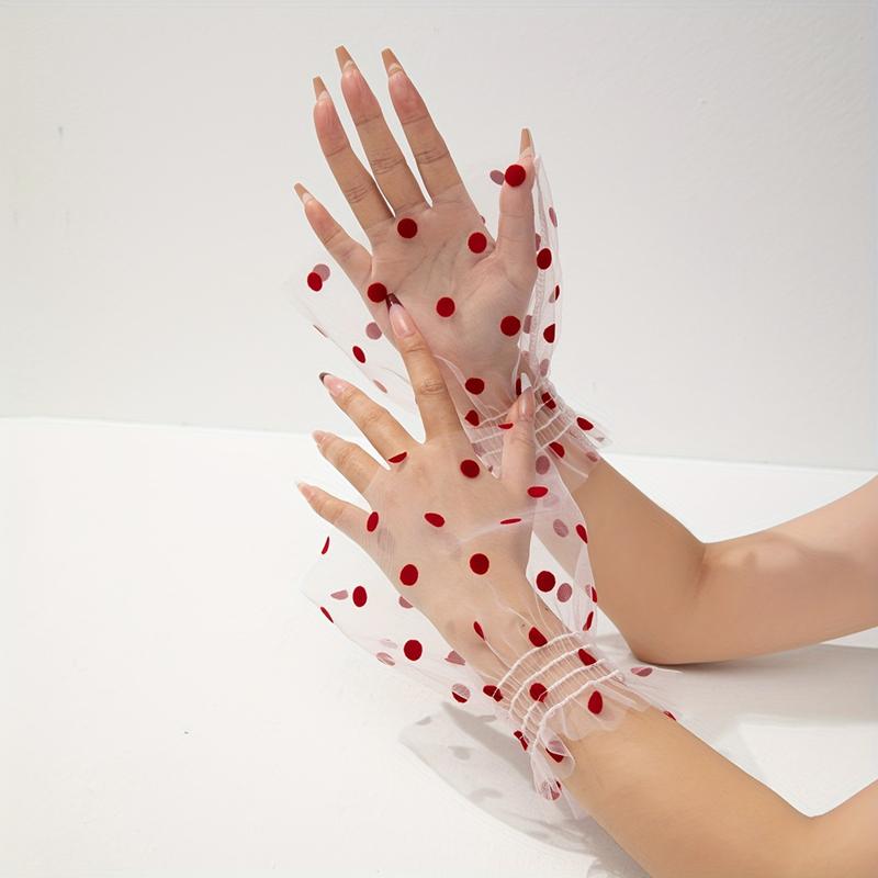 Elegant Thin Lace Fake Flare Sleeve Detachable Tulle Elastic Sweater Mesh Cuffs Wristband Clothing Decorative