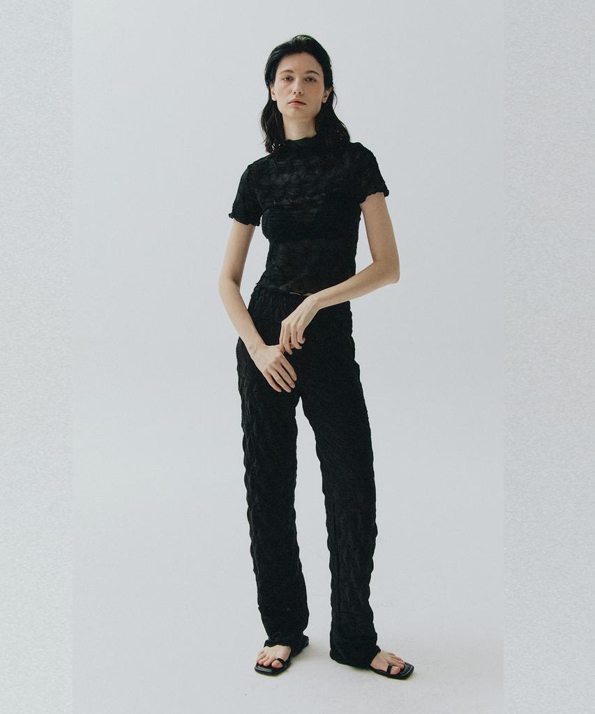 Bedermi Textured Sheer Banding Pants (Black)