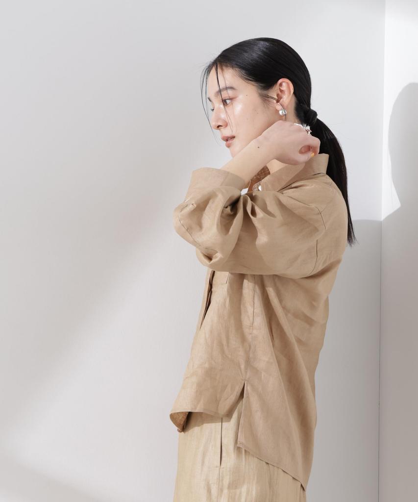 Nano Universe European Flax Sheer Shirt Be Paired with Other F 040 Beige (Can Items) Women's 669-5120300