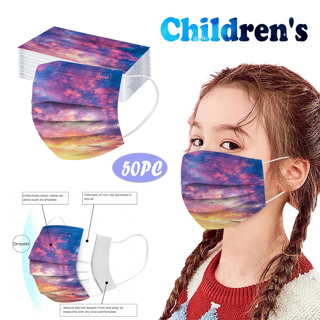 Children's Disposable Tie-dye Starry-sky Printed Mask Disposable Face Mask Ear Loop Mask 50PCS