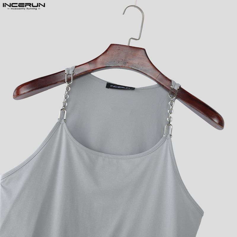 INCERUN Summer Men Strap Sleeveless Casual Loose Tank Tops Vest