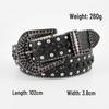 Punk Style Lychee Pattern Belt with Rhinestone-Inlaid Pin Buckle for Women