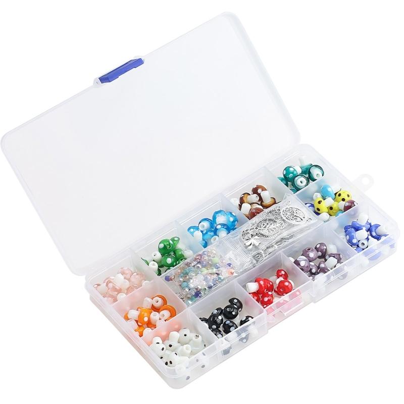 Handmade Mushroom Beads with Elastic Thread Mixed Color Mushroom Loose Bead Necklace Bracetet Making for Jewelry DIY