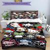 3pcs Halloween Compilation Hello Kitty Bedding Set Includes 1 Quilt Cover and 2 Pillowcases, Comfortable Bedding with Stylish Design for Bedroom S025