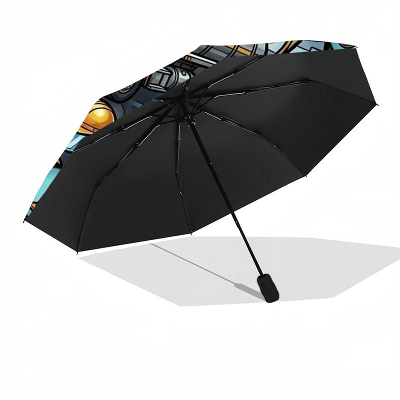 Water Delivery Truck Art Pattern Umbrella, Portable and Foldable Design, 8 Ribs, a Casual Accessory for Halloween, Christmas, and Birthday Gifts.