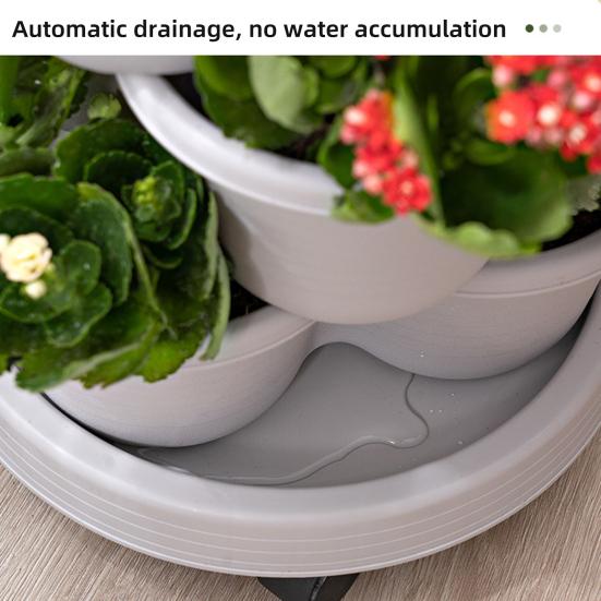 Stackable Flower Pot Vertical Garden Planter with Water Drainage Multi-tier Planter Tray with Wheels for Growing Vegetables And Succulents
