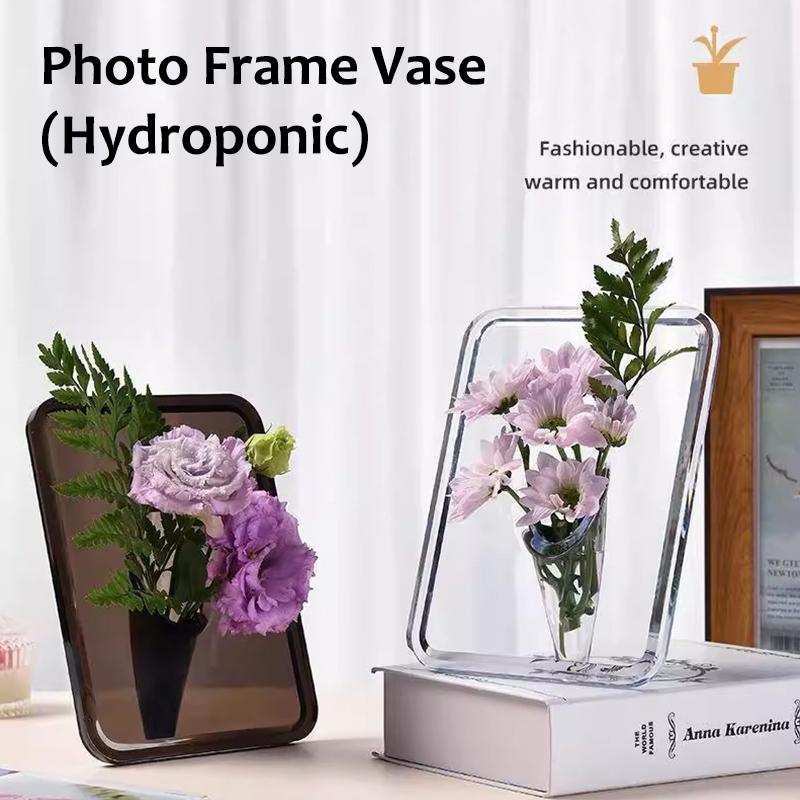Modern Clear Acrylic Frame Flower Vase for Flowers - Decorative Art Vase for Home Desktops And Bookshelves