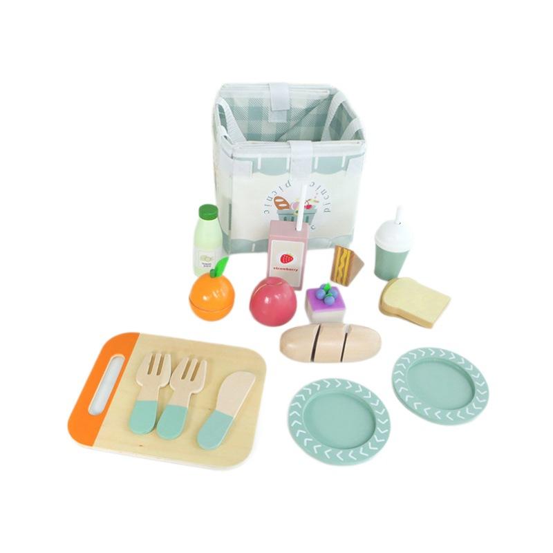 Spielhaus Kinder Obst- und Gemüseschneiden Outdoor Picknicktaschenanzug Holzspielzeug