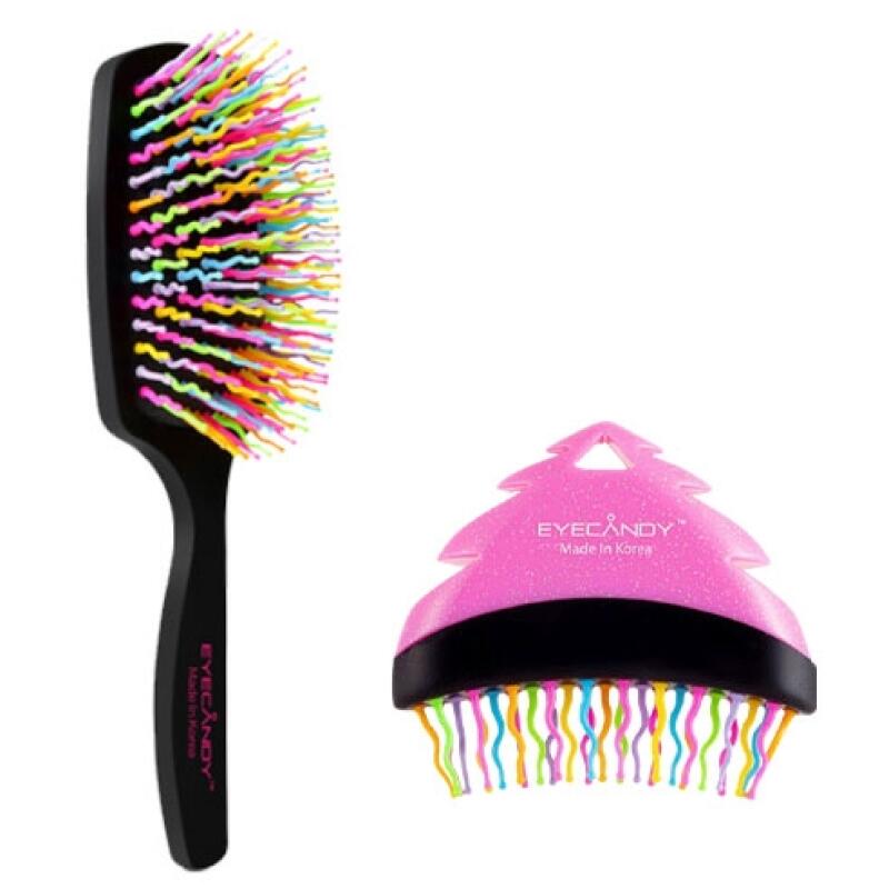 Rainbow Hairbrush Set (Paddle + S-Tree)