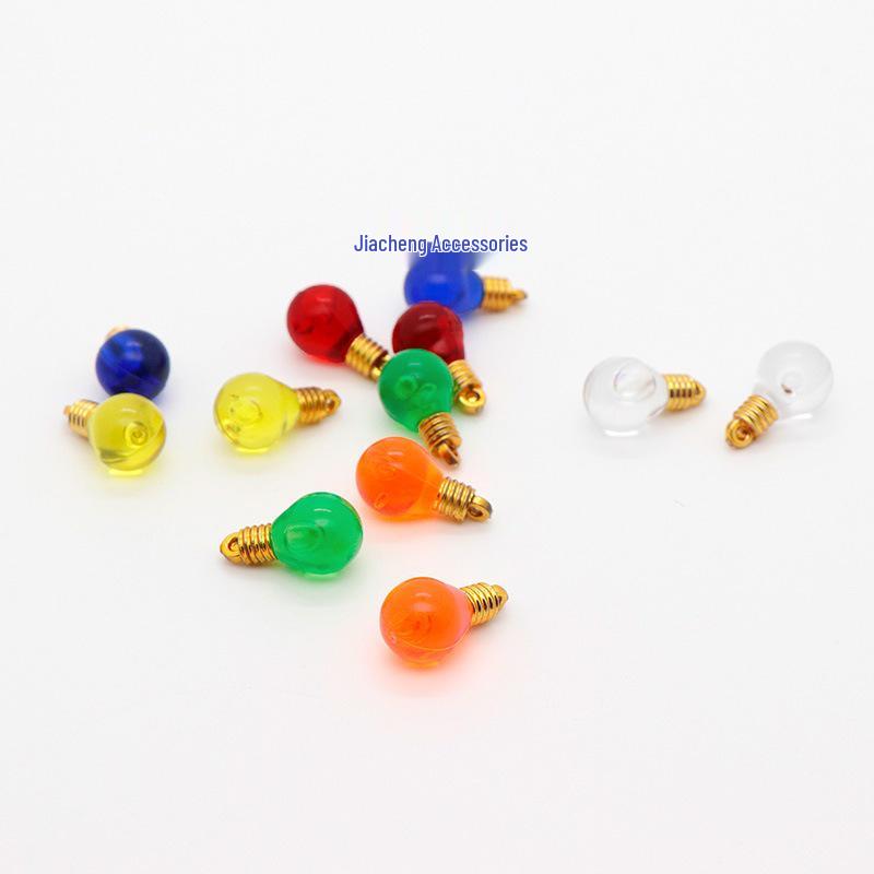 Colorful Round Plastic Light Bulb Beads for Christmas Decoration, DIY Accessories 1.3x2.2cm