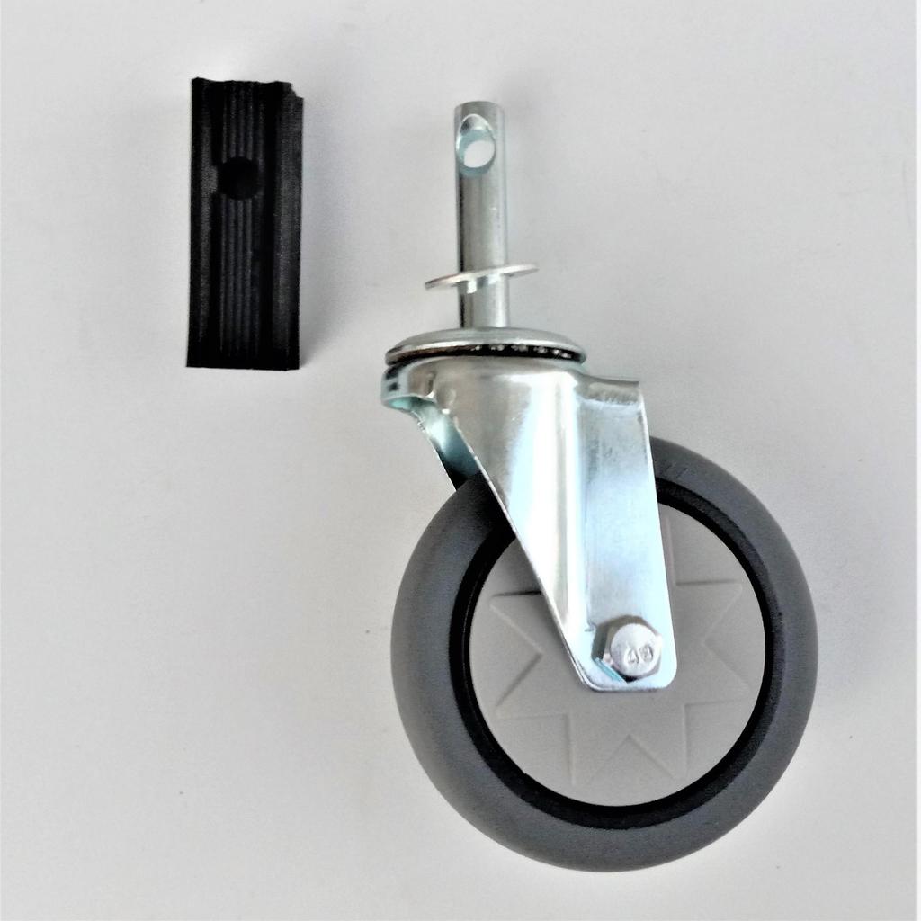 Grey Silent 4-inch Elastic Wheel Medium Square Caster for Carts
