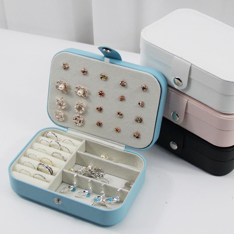 Portable Jewelry Box Jewelry Organizer Display Travel Jewelry Case Boxes Button Leather Storage Zipper Jewelers Joyero