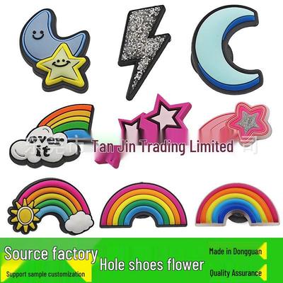 Regenbogen PVC Schuhschnallen & Blumenzubehör für DIY Gartenschuhe