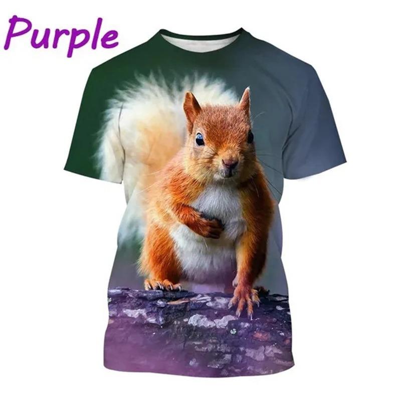 Summer Outdoor Squirrel 3D Printing T Shirt Men Cute Animal Squirrel Pattern Casual Streetwear Cool Short-sleeved Tops Tees