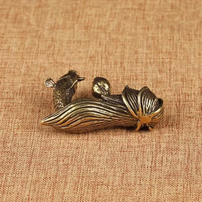 Brass Lotus Carp Fragrance Plug Retro Metal Zen Decoration Home Living Room Potted Fish Tank Landscape Decor Office DesktopDecor