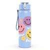 1PC Colorful Smiley Face Trio 750ml Color Plastic Sports Water Bottle Leakproof Flip Straw Lid Suitable for Sports Office Home Use