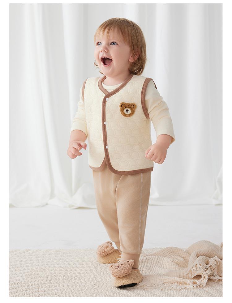 Jingqi Quilted Sleeveless Warm Vest for Newborns - Boys and Girls, Spring & Autumn Season