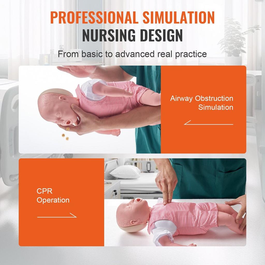 Infant CPR Training Manikin, Heimlich Maneuver and Cardiopulmonary Resuscitation (CPR) Practice, Professional Infant Airway Obstruction Training