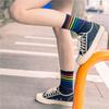 Women's Harajuku Rainbow Stripes White Black Cotton Socks Fashion Christmas Casual Tide Streetwear Dropship