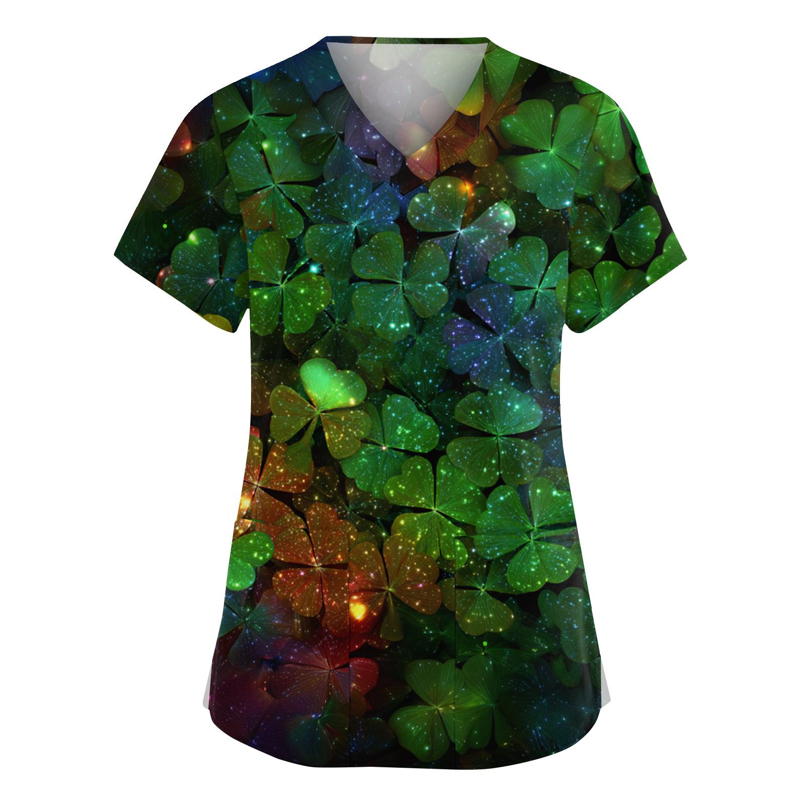 

Жіноча мода Комбінезон з V-подібним вирізом та короткими рукавами з кишенями Принтовані топи Одяг XL