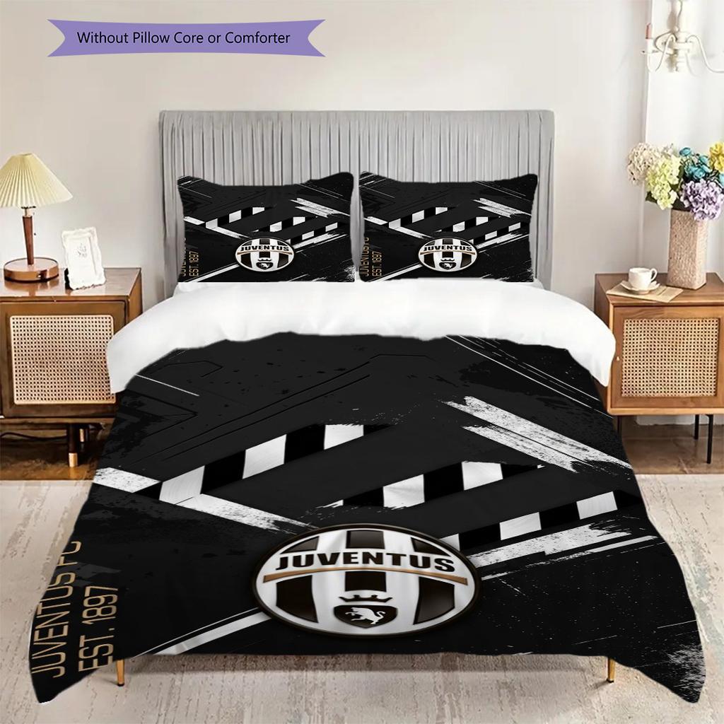 Biancheria da letto Elegance Bianco Nero Juventus (1 * copripiumino + 2 * federa, senza nucleo) Set biancheria da letto Copripiumino e federa Regalo di Natale compleanno