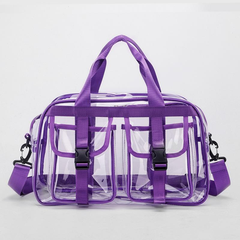 

Fashion Versatile Solid Color PVC Transparent Travel Duffels 2026 New Hot Sale Zipper Simple Large Capacity Casual Shoulder Bag