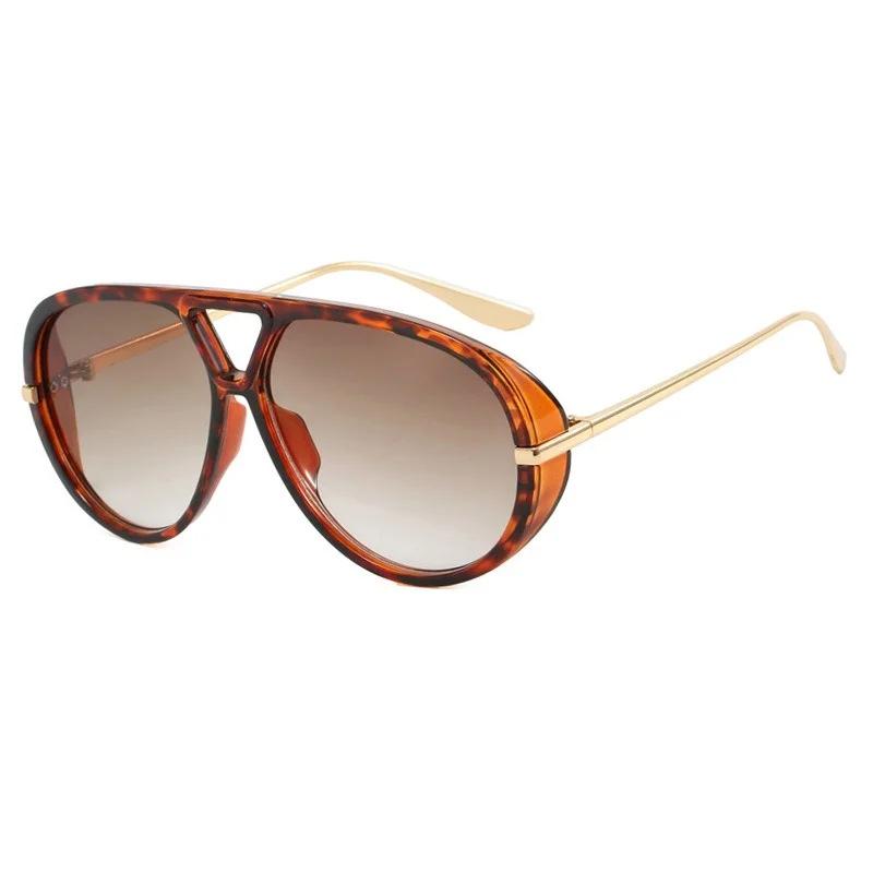 Vintage Retro Metal Double Bridges Round Sunglasses Women Punk Gradient UV400 Fashion Eyewear Trending Shades