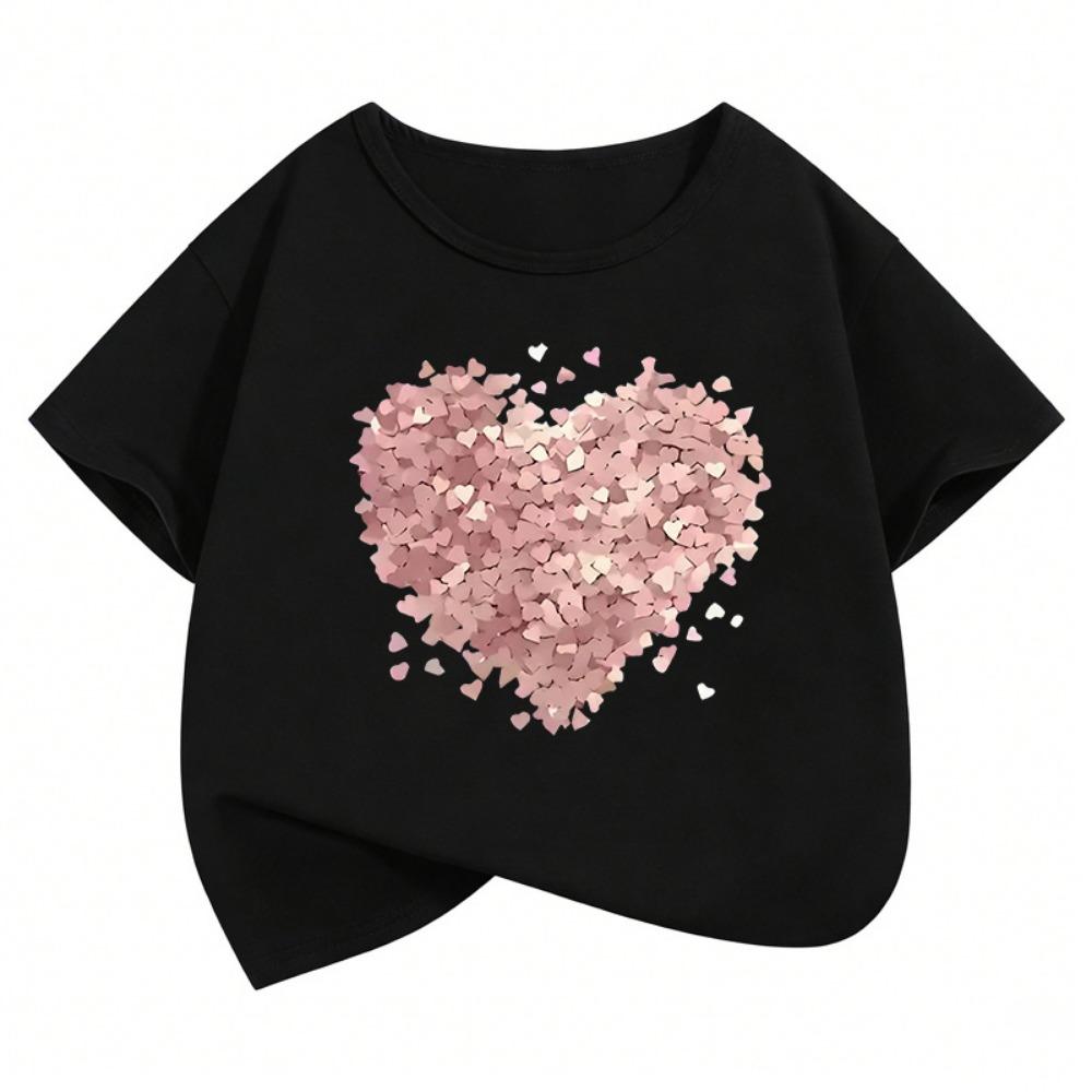 

love heart Funny T Shirts fashion short sleeve Kids Children s T-shirt Boys Girls Summer Spring Casual Top Tee Shirt 110