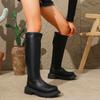 Women's Shoes 2024 Hot Sale Back Zip Women's Boots Fashion Round Toe Modern Boots Women Winter Plus Size Solid Knee-High Boots