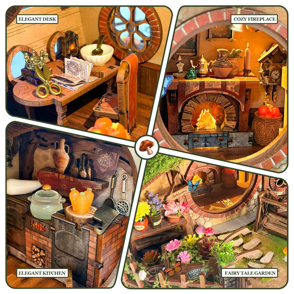 DIY Wooden Magic Ring House Figurines Miniatures Handmade Forest Casa for Friends Birthday Gifts Home Decoration Crafts