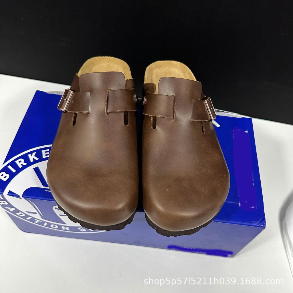 Boken Schuhe, Zehenkappen, Hausschuhe, Echtes Rindsleder, Kork, Retro Dicke Sohle, Japanischer Stil, Hässlich und Niedlich, Coole Outdoor-Hausschuhe
