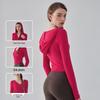 Women's Hooded Slim-Fit V-Neck Yoga Suit - Autumn & Winter Long-Sleeved Fitness Top for Running & Pilates