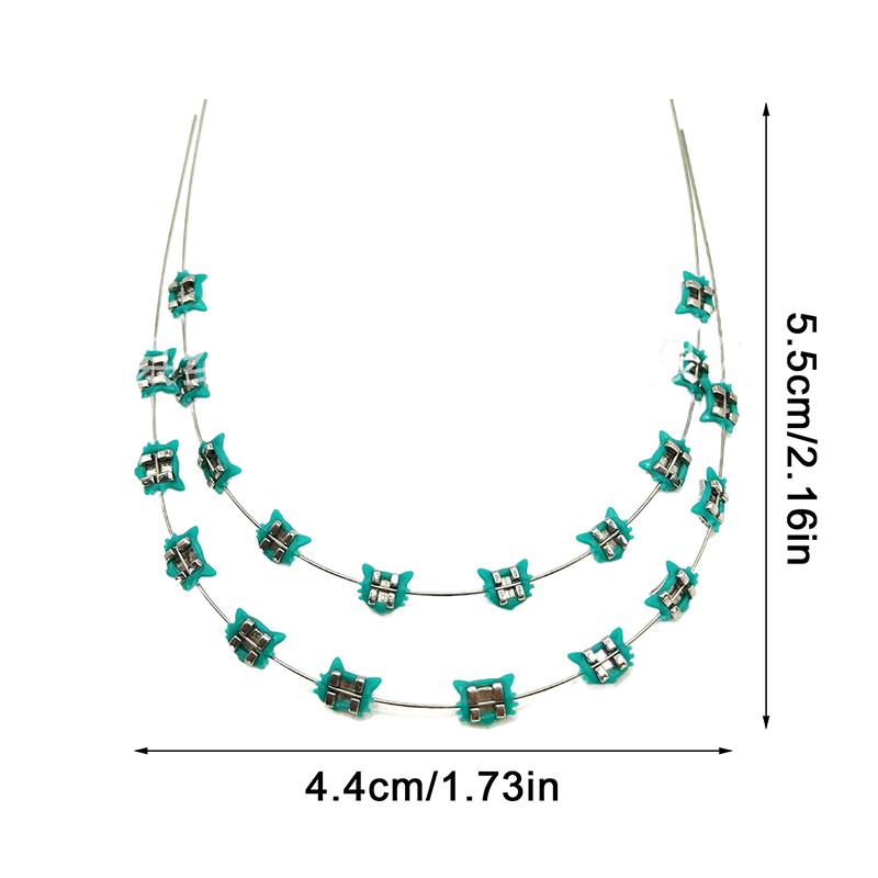2Pcs Cartoon Cat Dental Metal Braces Archwire Without Hooks Metal Bracket And Ligature Ties Colorful Temporary Tooth Decoration