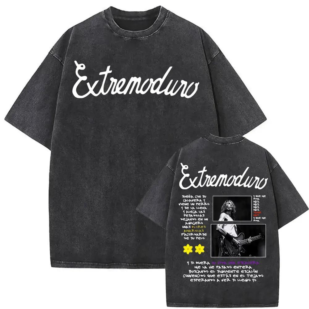 Rock Band Extremoduro Tour  Vintage Washed Tshirt Men Women Fashion Hip Hop Street T Shirts Male