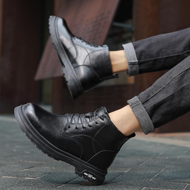 Fashion Men Formal Genuine Leather Casual Shoes Men's Sneakers Comfortable Platform Male Footwear Invisible Height Increase Insole 4-8CM