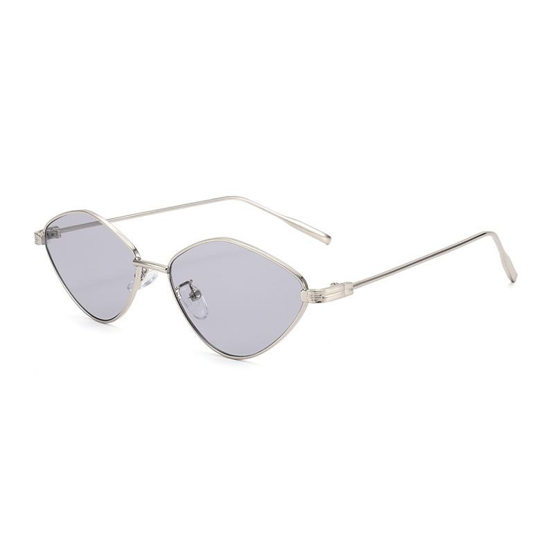 

Geometric Cat Eye Sunglasses With Metal Frame And Brown Lens For Outdoor Activities And Stylish Looks SilverFrameLightGrayLens