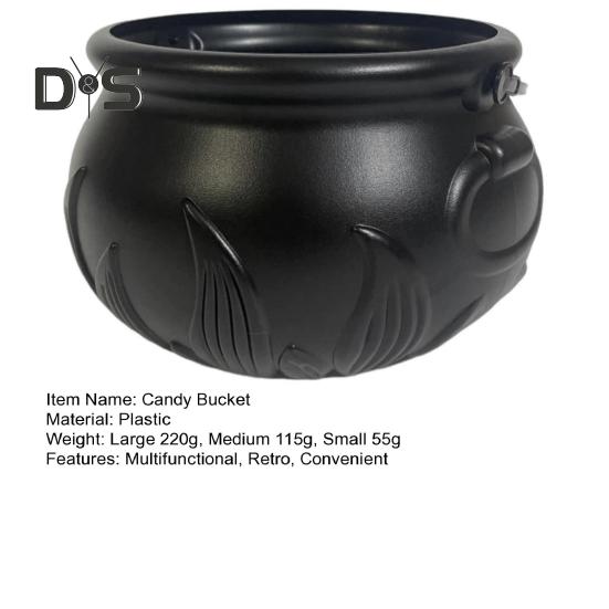 Halloween Candy Bucket with Handle Multifunctional Halloween Treats Holder Retro Candy Cauldron for Kids Trick-or-Treating