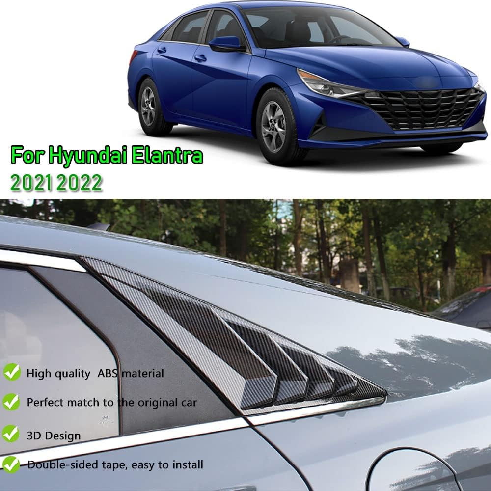BOYOUS 2pcs ABS Racing Style Rear Side Window Louvers Air Vent Scoop Shades Cover Blinds Exterior Decoration Accessories Compatible with Hyundai