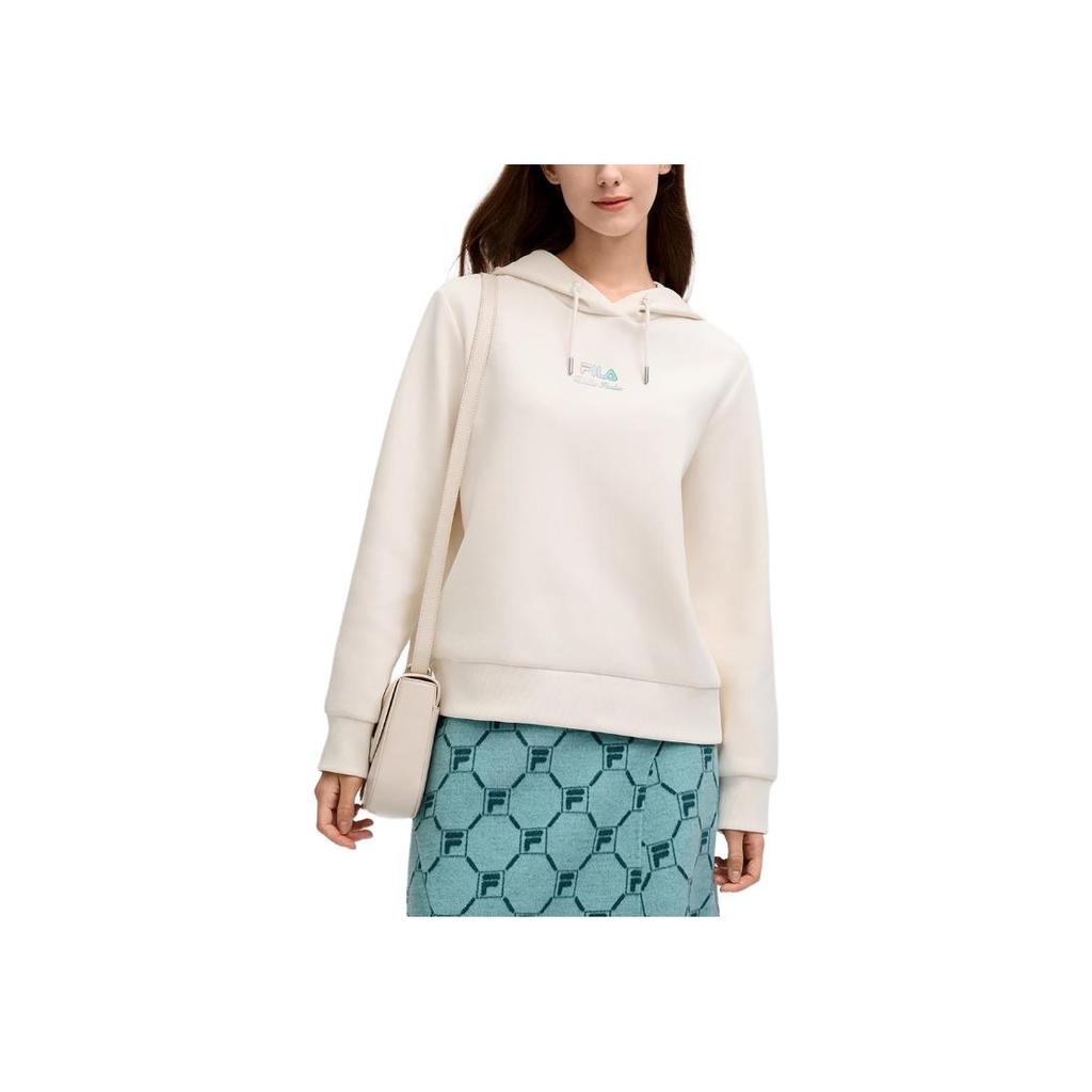 Fila Modna codzienna dzianinowa bluza z kapturem damska bluza Cloud-Mushroom-White F11W518206FWT