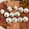 Ceramic Knobs Assorted Pottery Drawer,Door Knobs and Pulls Handle for Kitchen Cabinets Home Interior Decor Knobs (Golden, Pack of 6)
