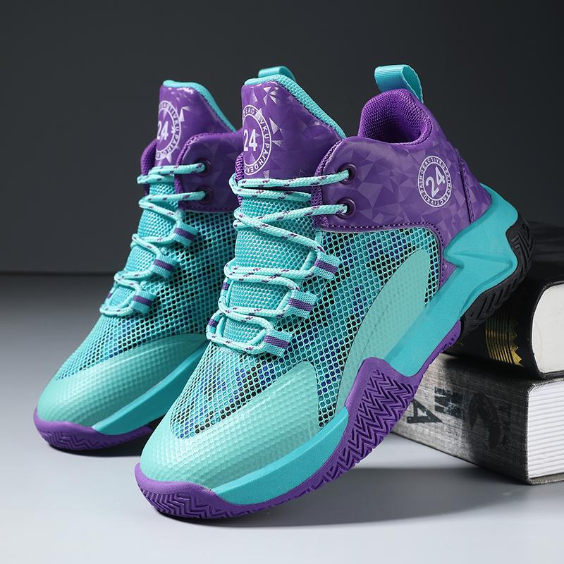 Modedesign Kinder Basketballschuhe High-Top Knöchelstütze Sneaker Atmungsaktives Mesh Jungen Mädchen Sportsneaker Stoßdämpfung