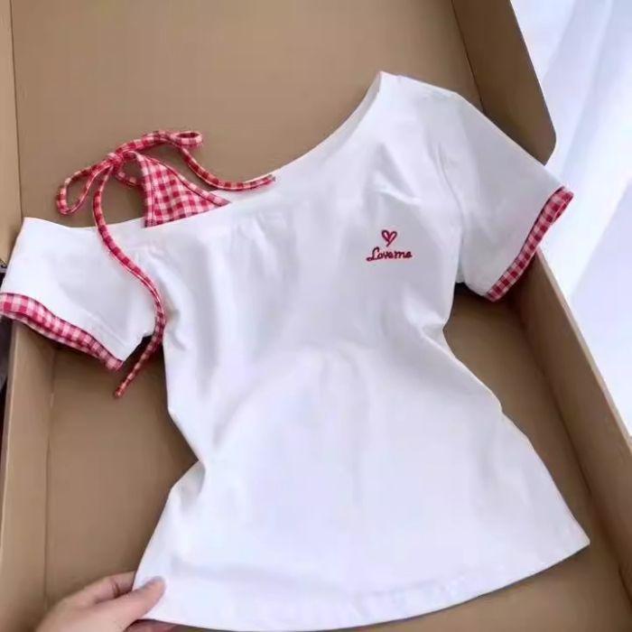 

Женская летняя однотонная футболка с открытой спиной, коротким рукавом и дизайном с одной/двумя бретелями M белый