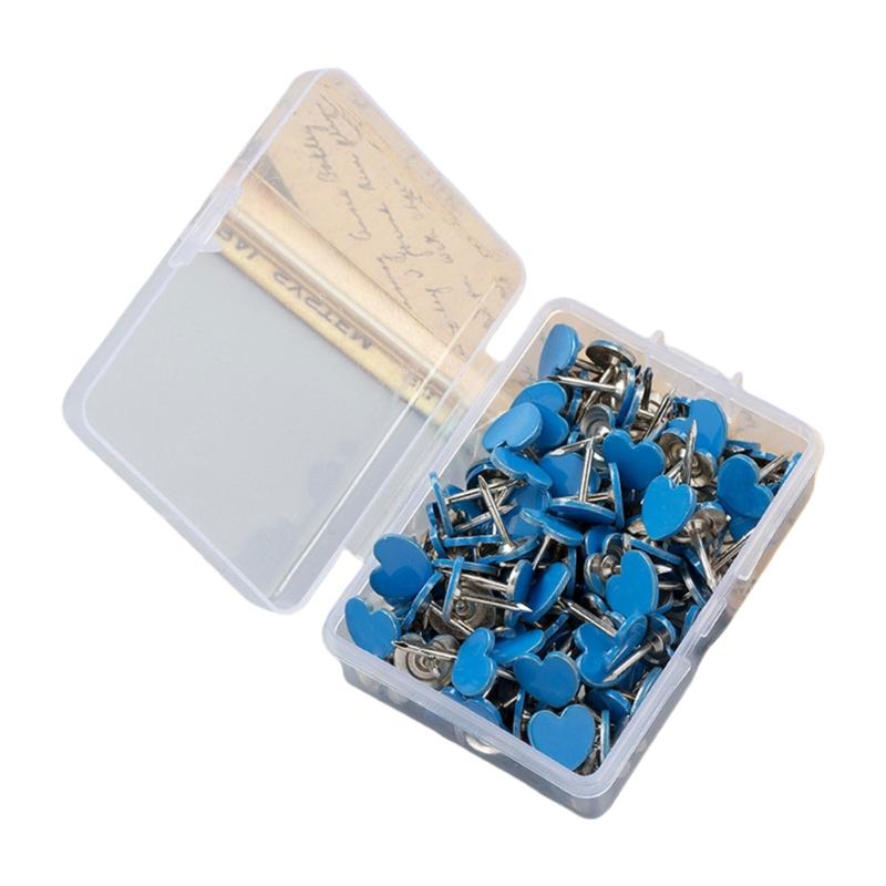 100Pcs Heart Shape Metal Push Pins Cork Notice Board Pin Decorative Thumb Tacks for Display Document Picture Note Memo