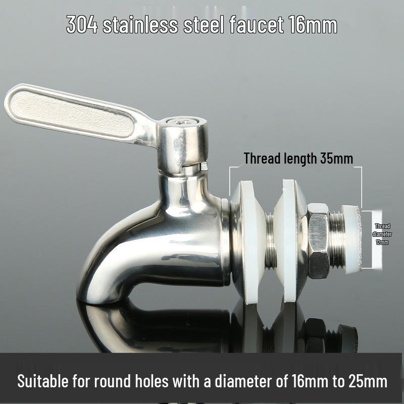 304 Stainless Steel Spigot for Wine Barrels, Glass Infusion Bottles, Beverage Containers, Juice Barrels, and Ceramic Jars