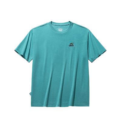 Casual Moisture-Wicking Letter Print Round Neck Loose Short Sleeve T-Shirt Men Tops Light-Green 172538104-3