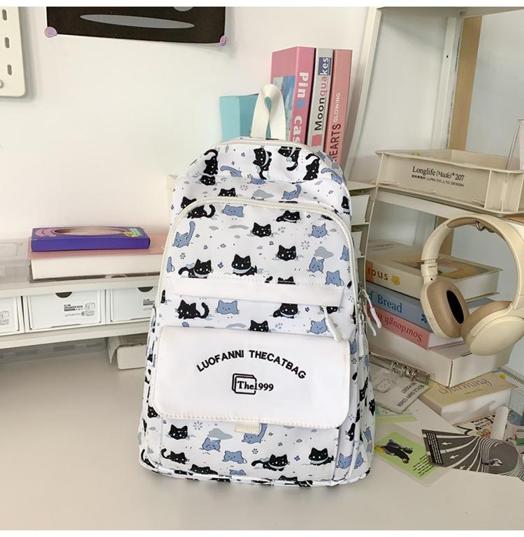 

Backpack New Printed Cute Versatile College Style Junior High School Student Large Capacity Backpack Fashion білий